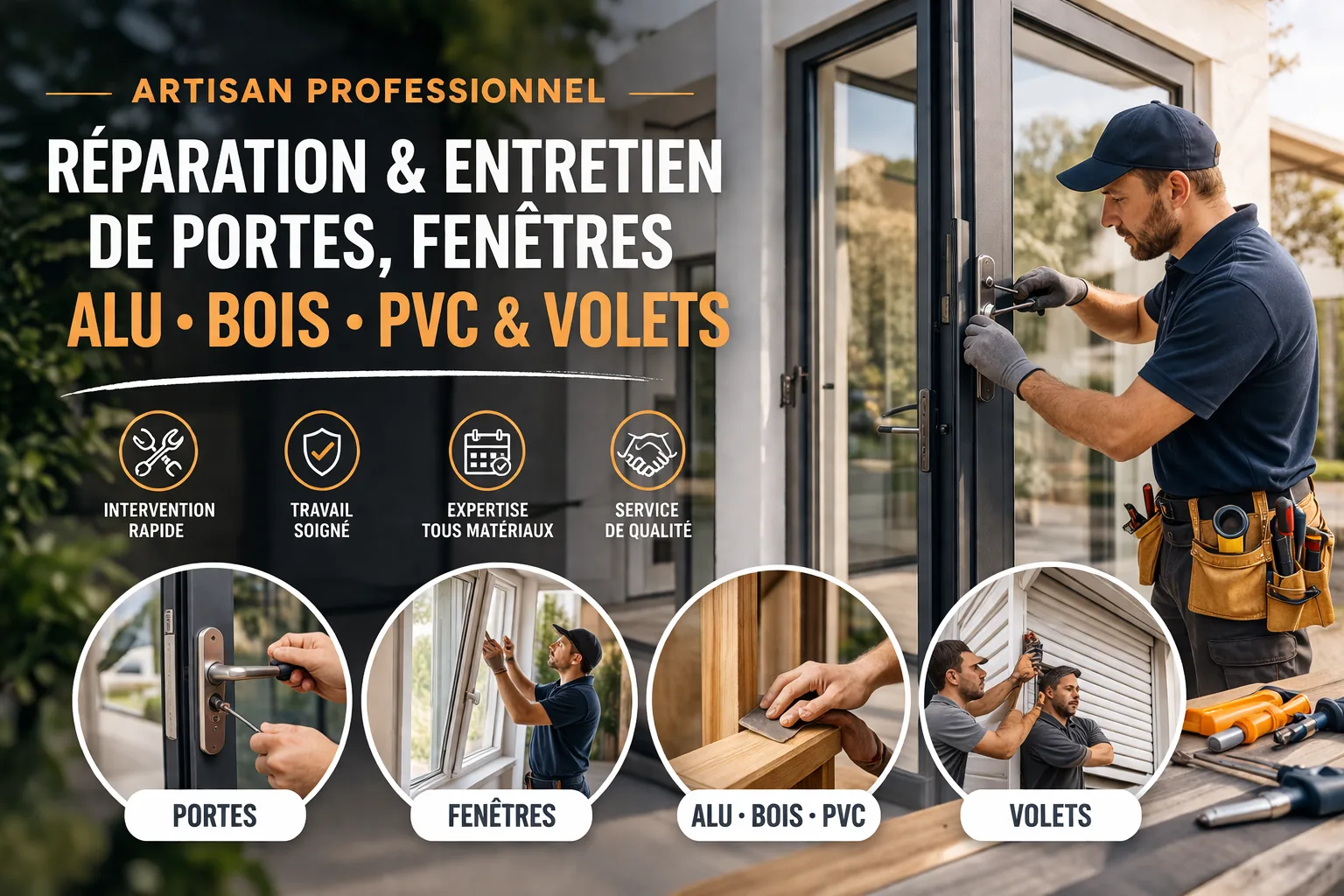 Illustration de présentation fournie pour les menuiseries et leur entretien